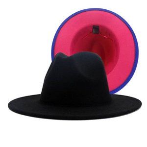 Black/Hot Pink Unisex Double-Sided Color Matching Fedora Hat